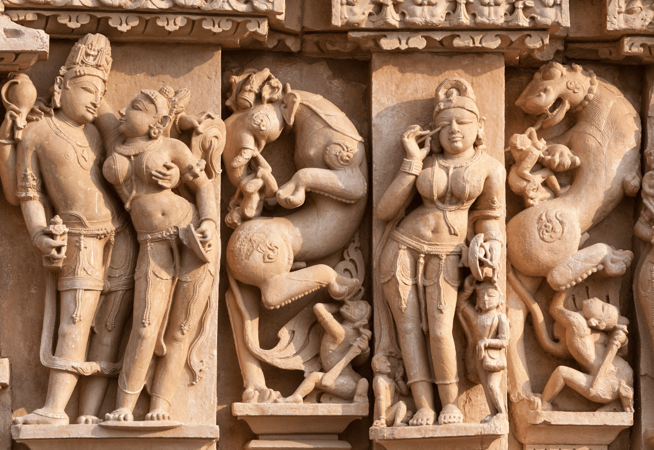 Khajuraho temples at sunset